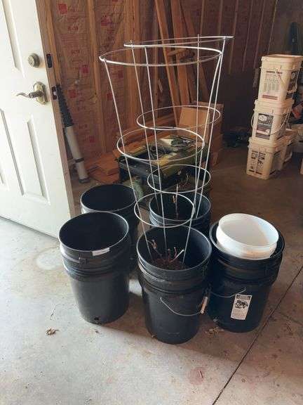 Buckets, tomato cages image