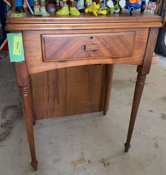Walnut sewing machine cabinet, NO machine, NO CONTENTS image