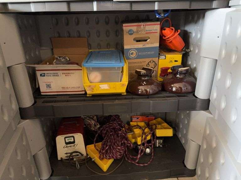 Ceramic telephone pole insulators, trailer tire chocks, hitch receiver, rope, sander saw and more image