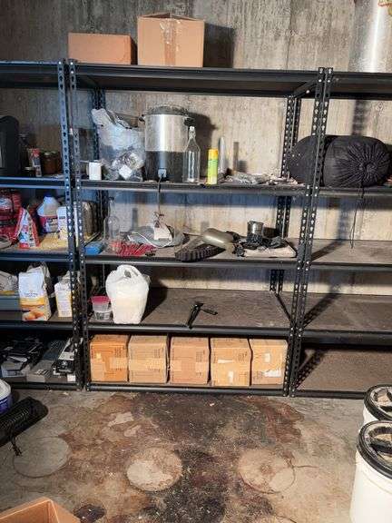 Shelving unit-the boxes on bottom shelf contain Tyvek suits (you can take what you want or leave all contents) image