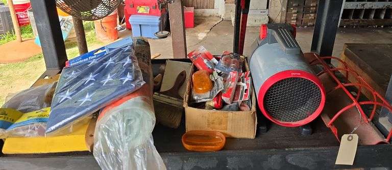 Plastic sheeting, roller chain, US flag, auto, Holmes space heater image
