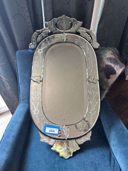 Ornate antique etched mirror image