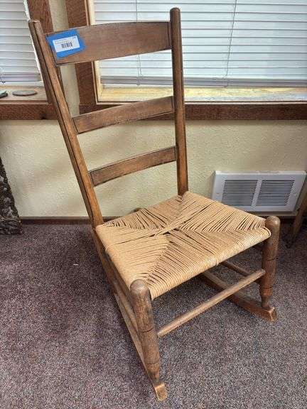Antique rush seat rocking chair - very old, late 1700’s per seller! image