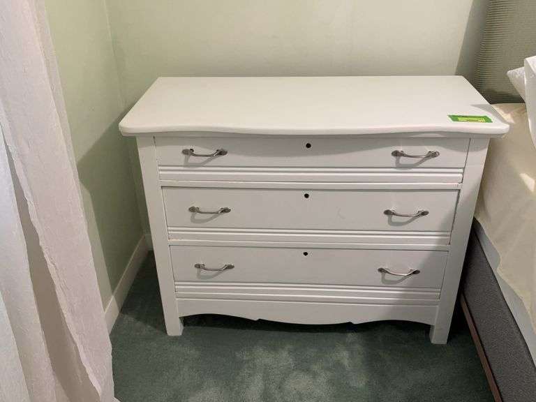 19D x 41L x 32H three drawer white painted dresser image