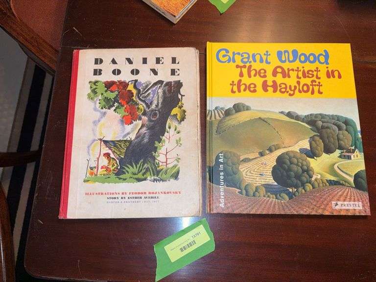 Grant Wood The Artist in the Hayloft book and Daniel Boone book image