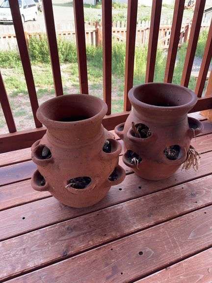 Two clay flower pots image
