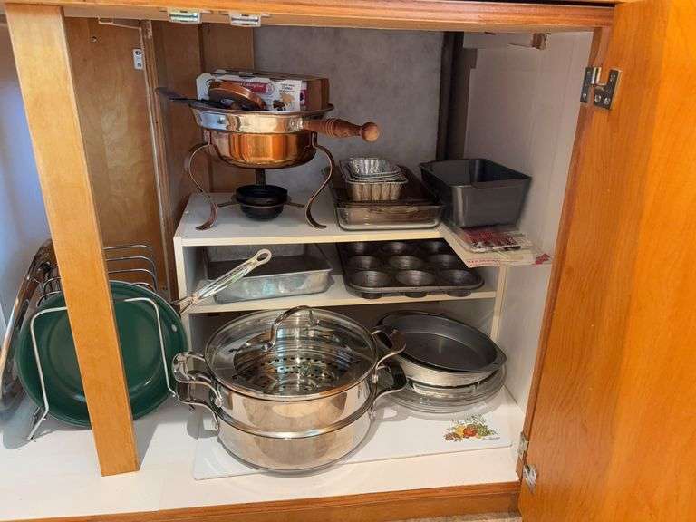 Chafing pan, baking pans, CorningWare cutting board, skewers, NuWave 3.5qt pot, etc image