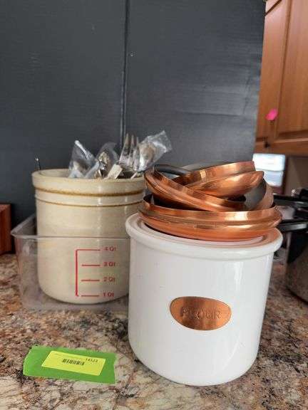 Utensil crock, flatware and canister set image