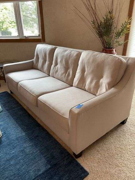 Cream fabric sofa 85” long image