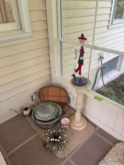 Basket tray, fountain, Red Hat lady, very tall spool, etc image