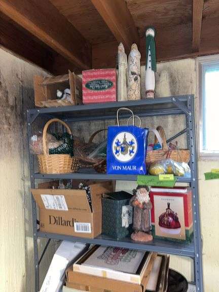 Four shelves of Christmas decor image