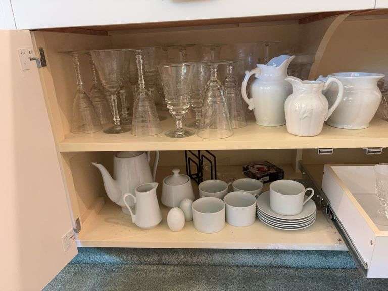 Clear glass serving pieces, Twos Company vintage china, hand painted china, etc “F” cupboards image