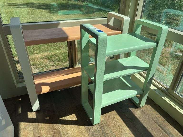 Two small pastel colored shelves image