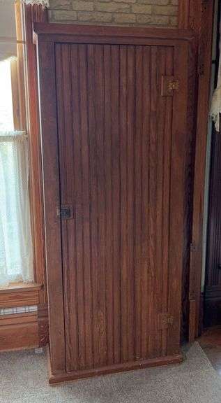 Pine single door wainscotting cabinet 12D x 30L x 75H image