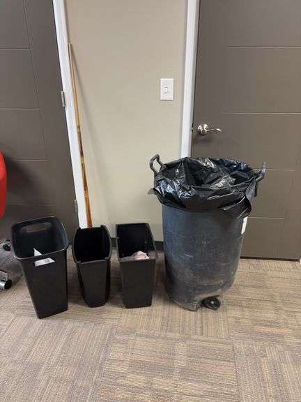 Trash cans, pool cue missing tip image