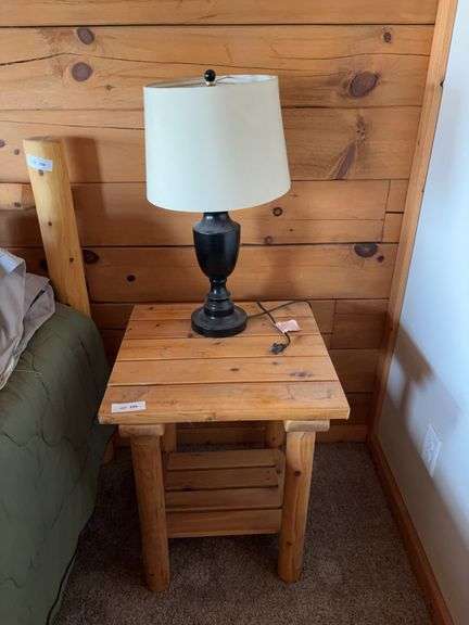 Log end table 20x19 and lamp image