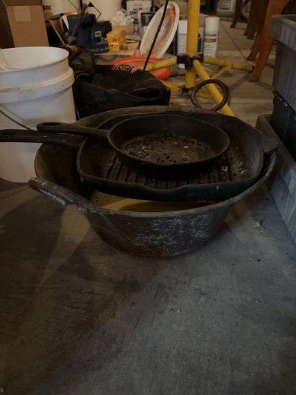 Cast Iron cookware x2, metal large bowl image