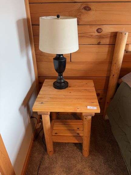 Log end table 20x19 and lamp image