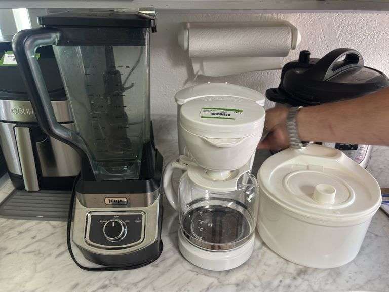Ninja blender, coffee pot, and salad spinner image