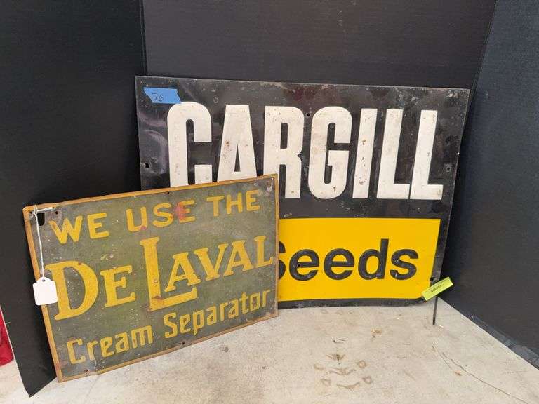 Cargill Seeds metal sign 24x18 and DeLaval sign 16x12 image