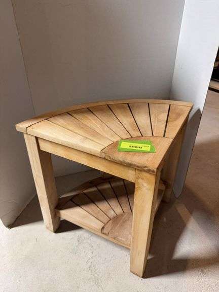 Teak corner shower seat image