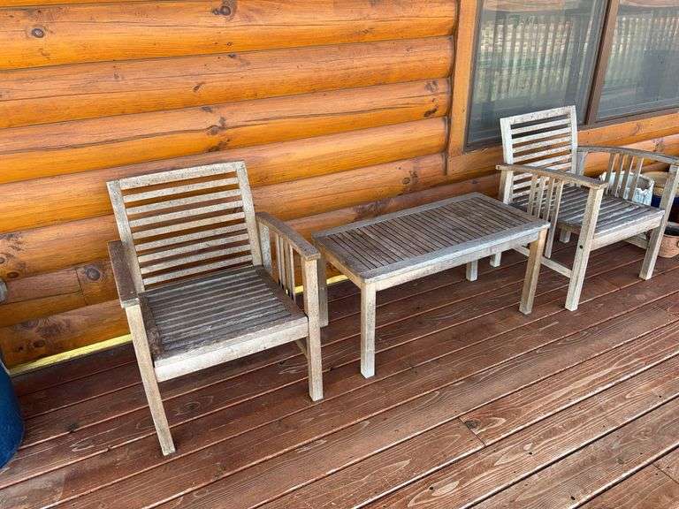 Wood patio furniture x4 pieces image