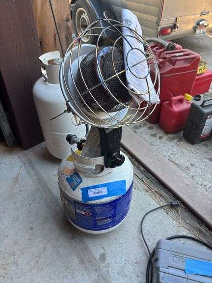 Full propane tank with Mr. Buddy heater attachment image