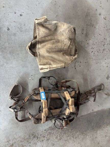 Antique pack saddle and canvas bag image