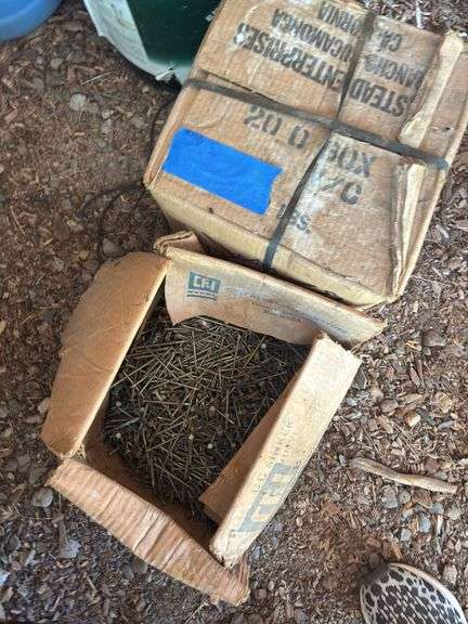 Two boxes of nails, one brand new 20 D 50 pound box and partial 8 penny image