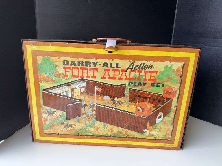Metal Carry All Fort Apache play set with some toys inside image