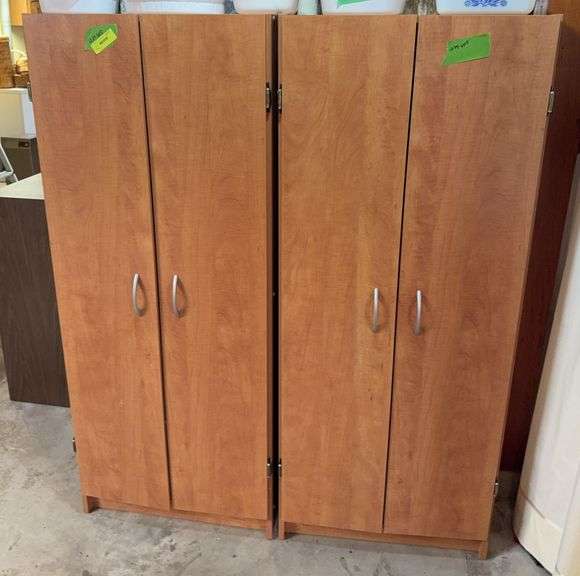 2 modern double door storage cabinets 12D x 24L x 60H NO CONTENTS image