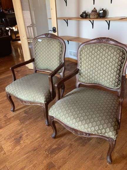 Pair of hand carved antique side chairs image