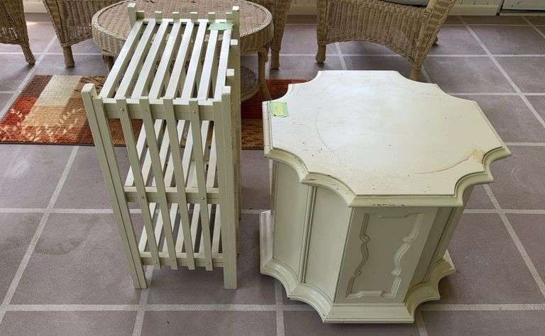 11x19x28 painted shelf and 25x25x21 painted side table image