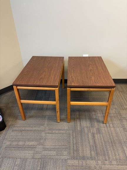 Pair of solid wood end tables image