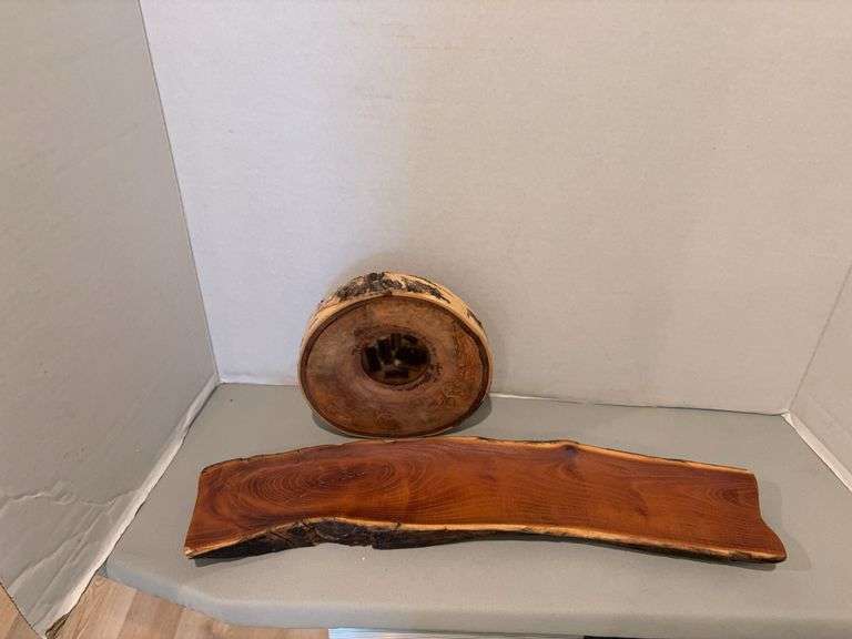 19x4 osage orange wood tray by Koch Woodworking Ft Dodge, IA  and white birch round piece made from same artist image