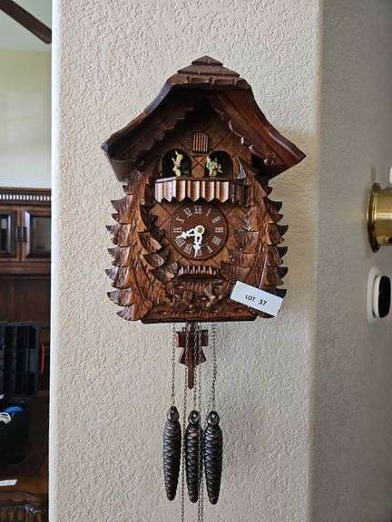 Germany Carved Cuckoo Clock with Swiss Musical parts image