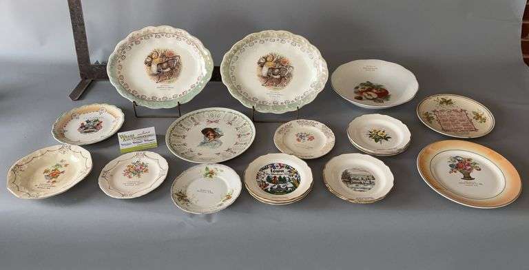 Large collection of souvenir plates-Postville, Monona, Retreat, WI, etc image