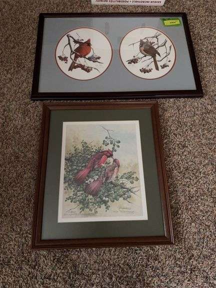 John Bald double cardinal prints, S/N AP, F& M 26 X 17 plus JF Landenbergwr cardinal print 17 x 19 image