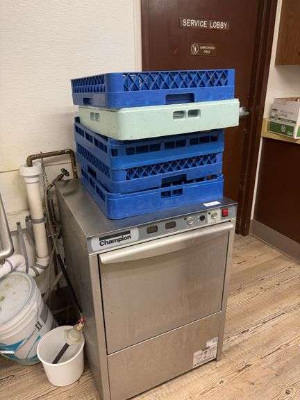 Champion Commercial dishwasher and dish racks image