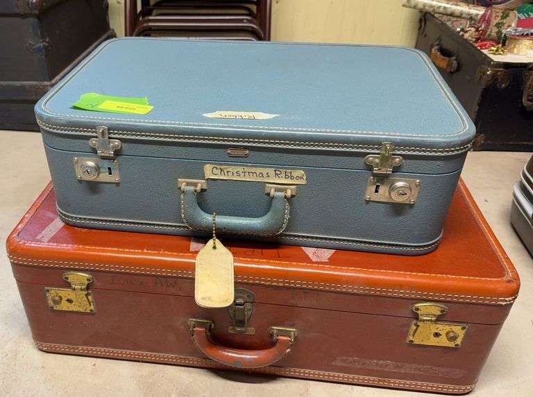 Two vintage hard sided suitcases image