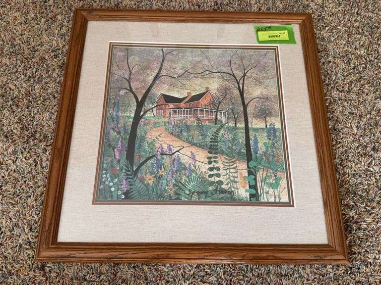 P Buckley Moss Print "Spring Flowers" S/N, F&M 21.5 x 21.5 image