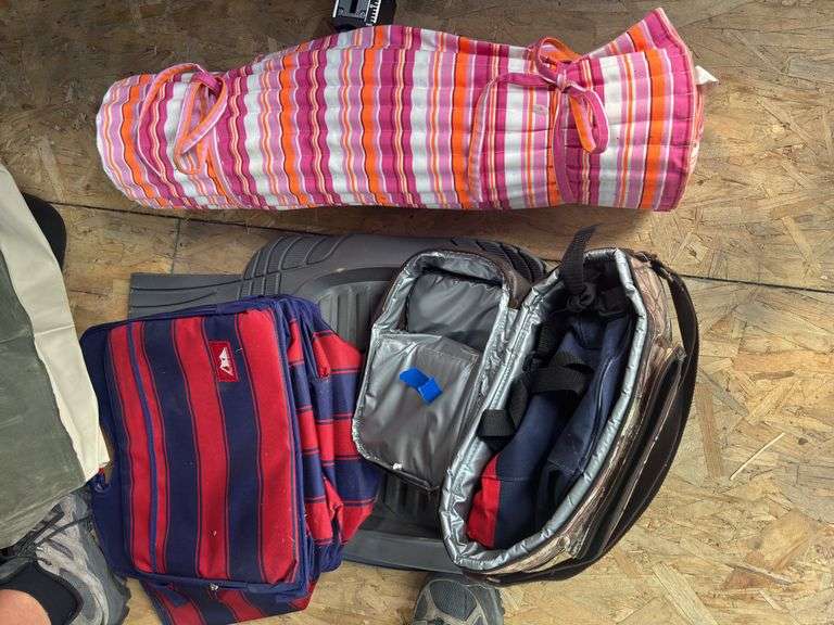 Sleeping mat, Twin air mattress, and assortment of coolers image