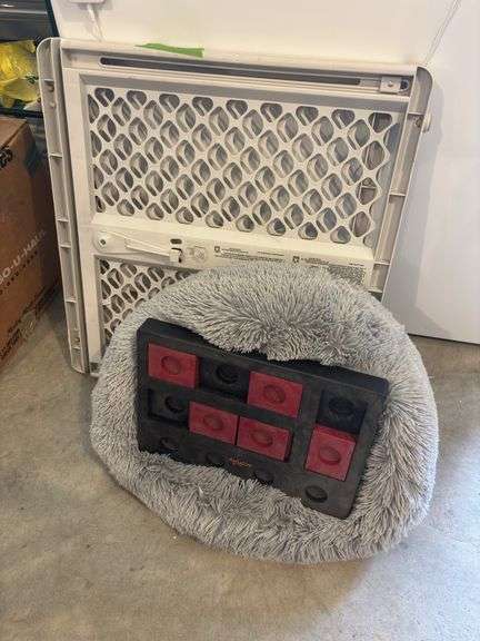 Pet gate, pet bed, and dog IQ test image