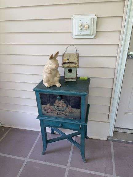 11D x 17L x 31H drop front stand with drawer and decor image
