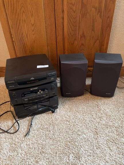 Sharp 3 Disc player stereo plus 2 speakers image
