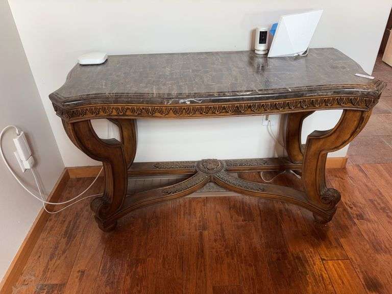 Marble top sofa table 50x21x31- no contents image