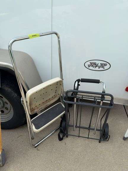 Luggage type 2 wheel cart and step stool image