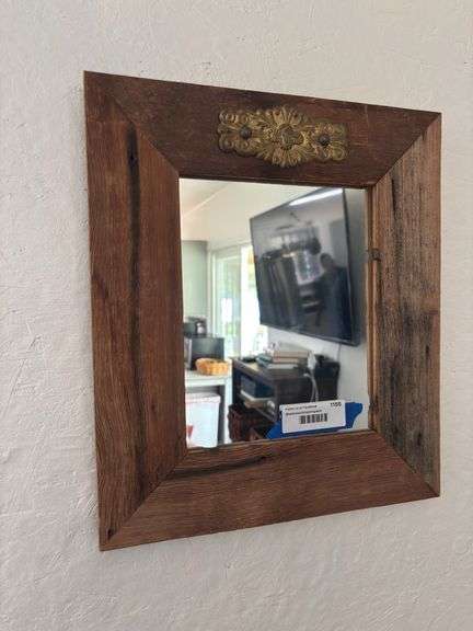 Small decorative mirror, psychedelic moose picture and large wall mirror image