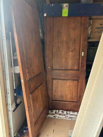 Two solid wood beautiful french doors 3’ x 8' each - out of a custom home in Jackson, Wy image