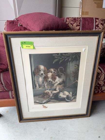 Framed & matted “The First Taste” by Samuel John Carter, engraved by Alfred Lucas 26 x 31 image